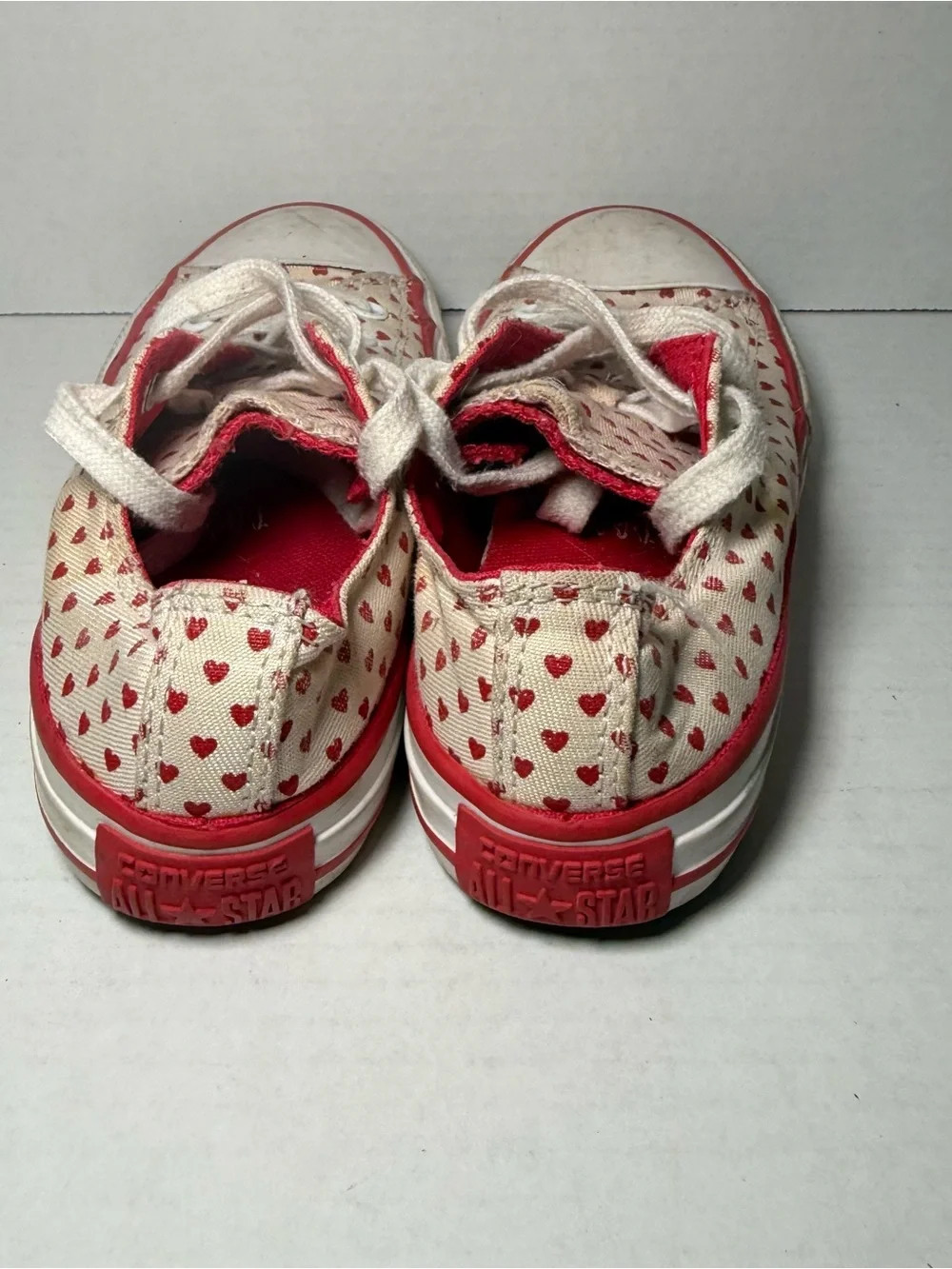 Converse Low Top Heart Pattern Kids Girls Sneakers Shoes Youth Size 13